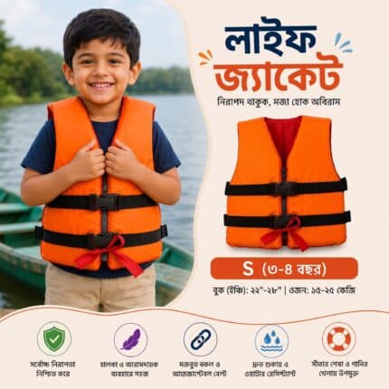 ওয়াটারপ্রুফ সুইমিং লাইফ জ্যাকেট (৩–৪ বছর বাচ্চাদের জন্য)